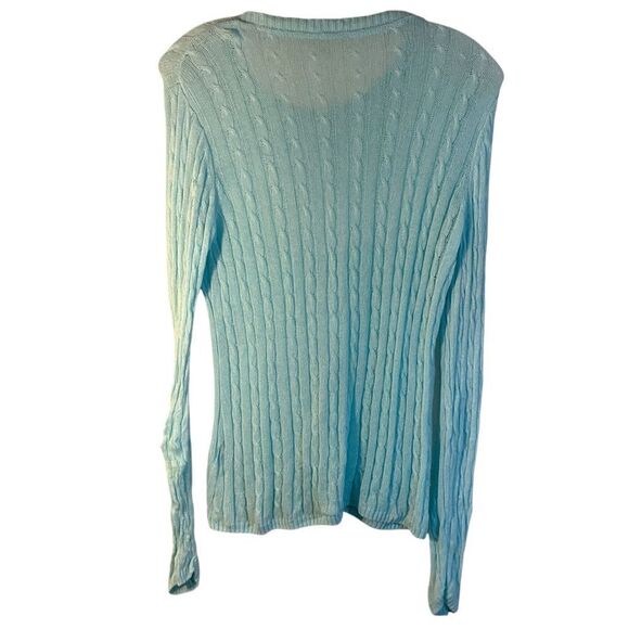 J. McLaughlin ladies sweater mint green blue large cable knit cotton modal - Picture 2 of 10